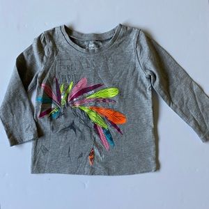 Girls Shirt Size 18 Months Free Spirit Horse Feathers OshKosh B’Gosh Gray EUC